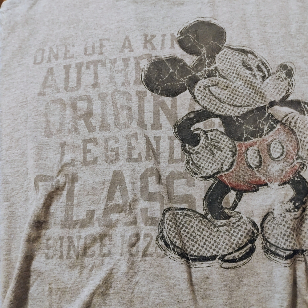 Disney Gray Mickey Mouse Original Legend 1928 Short Sleeve Tee